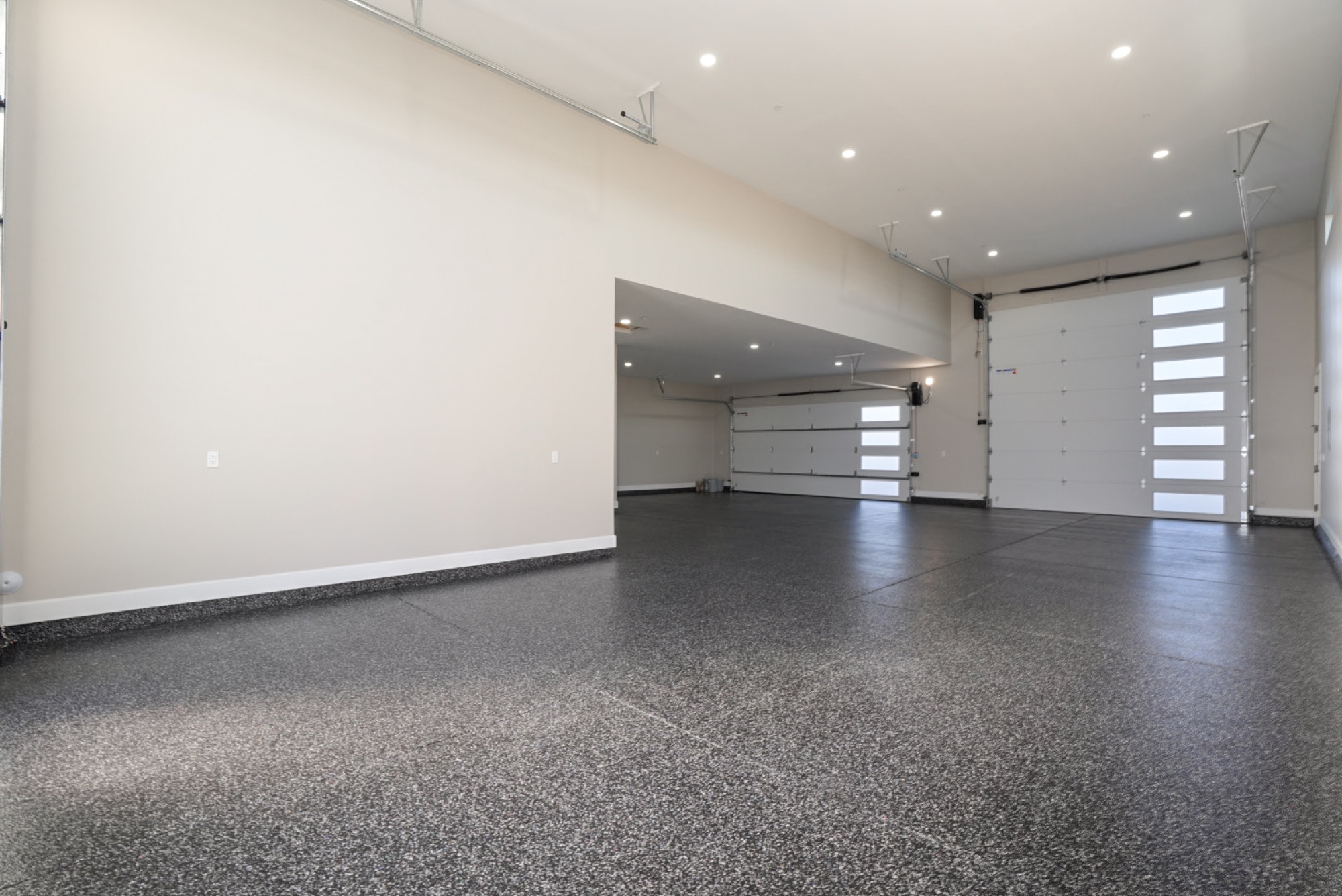 RV garage bay with epoxy floor, second angle